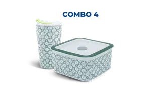 Combo 4: Ly sứ - Hộp sứ dưỡng sinh (hoa văn Komos) sứ Minh Long